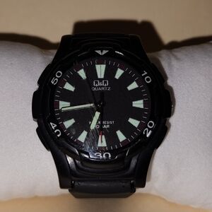 QQ Black Quartz Water Resistant Watch